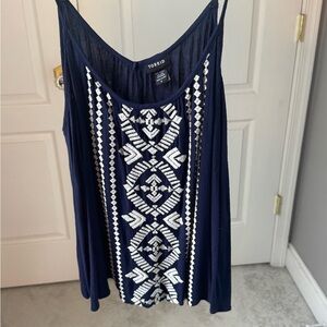 Torrid Navy Camisole with White Embroidery